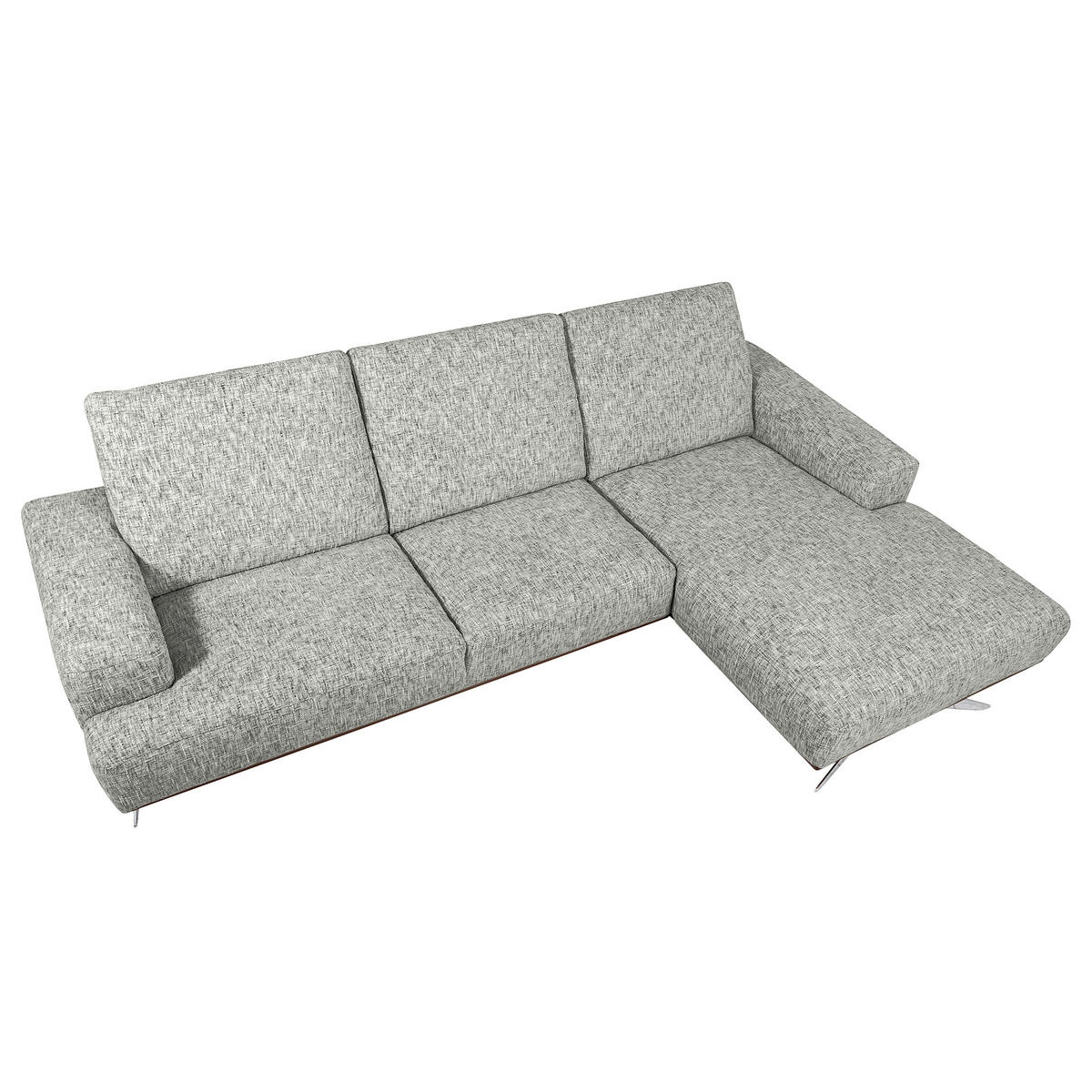 ECKSOFA PORTLAND Grau Struktur Kopfteilverstellung  - Chromfarben/Dunkelbraun, Design, Holz/Textil (295/187cm) - Livetastic