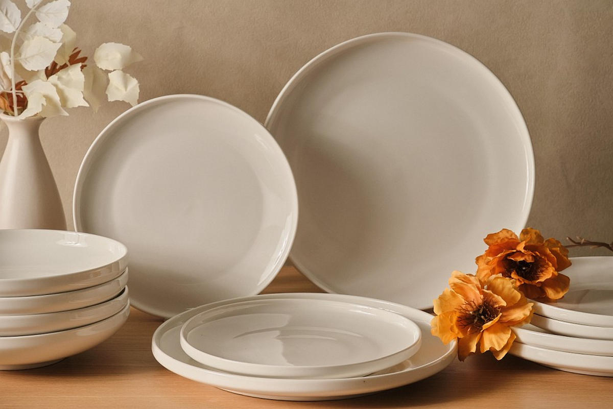 KOMBINOVANÝ SERVIS 12-dielne, porcelán keramika  - biela, Design, keramika - Novel