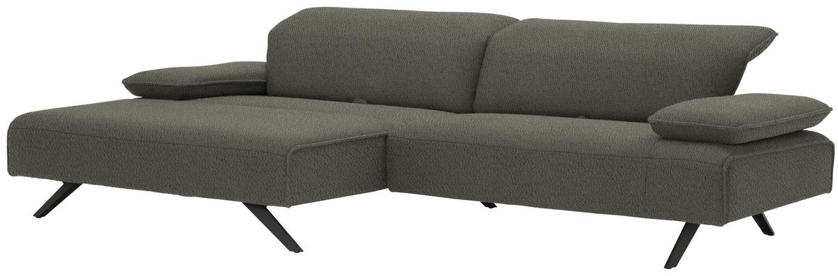 ECKSOFA in Flachgewebe Graubraun  - Anthrazit/Graubraun, Design, Textil/Metall (166/280cm) - Johann Jakob
