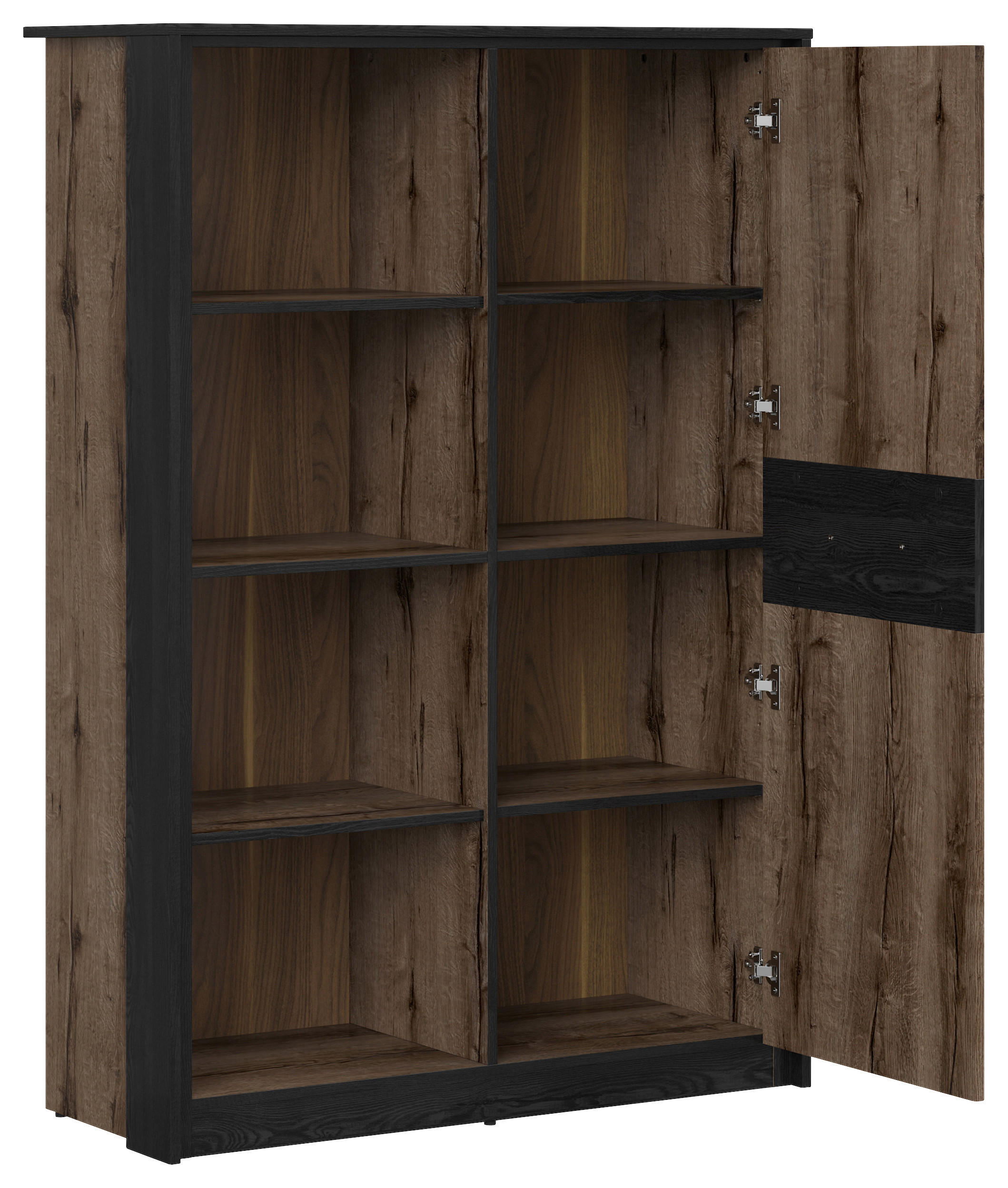 HIGHBOARD  in 100/145/41 cm  - Eichefarben/Schwarz, Design, Holzwerkstoff (100/145/41cm)