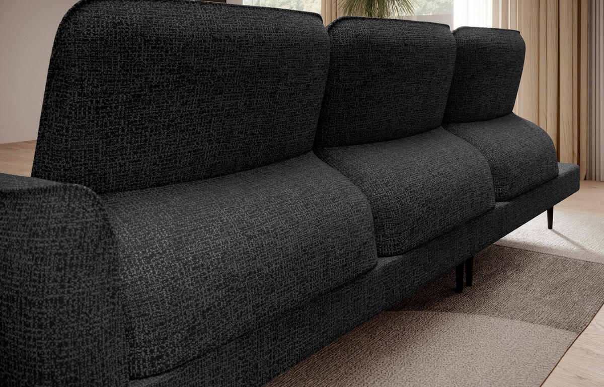 SOFFA i flatväv antracit  - svart/antracit, Design, metall/trä (212x267/105/103cm) - Stylife