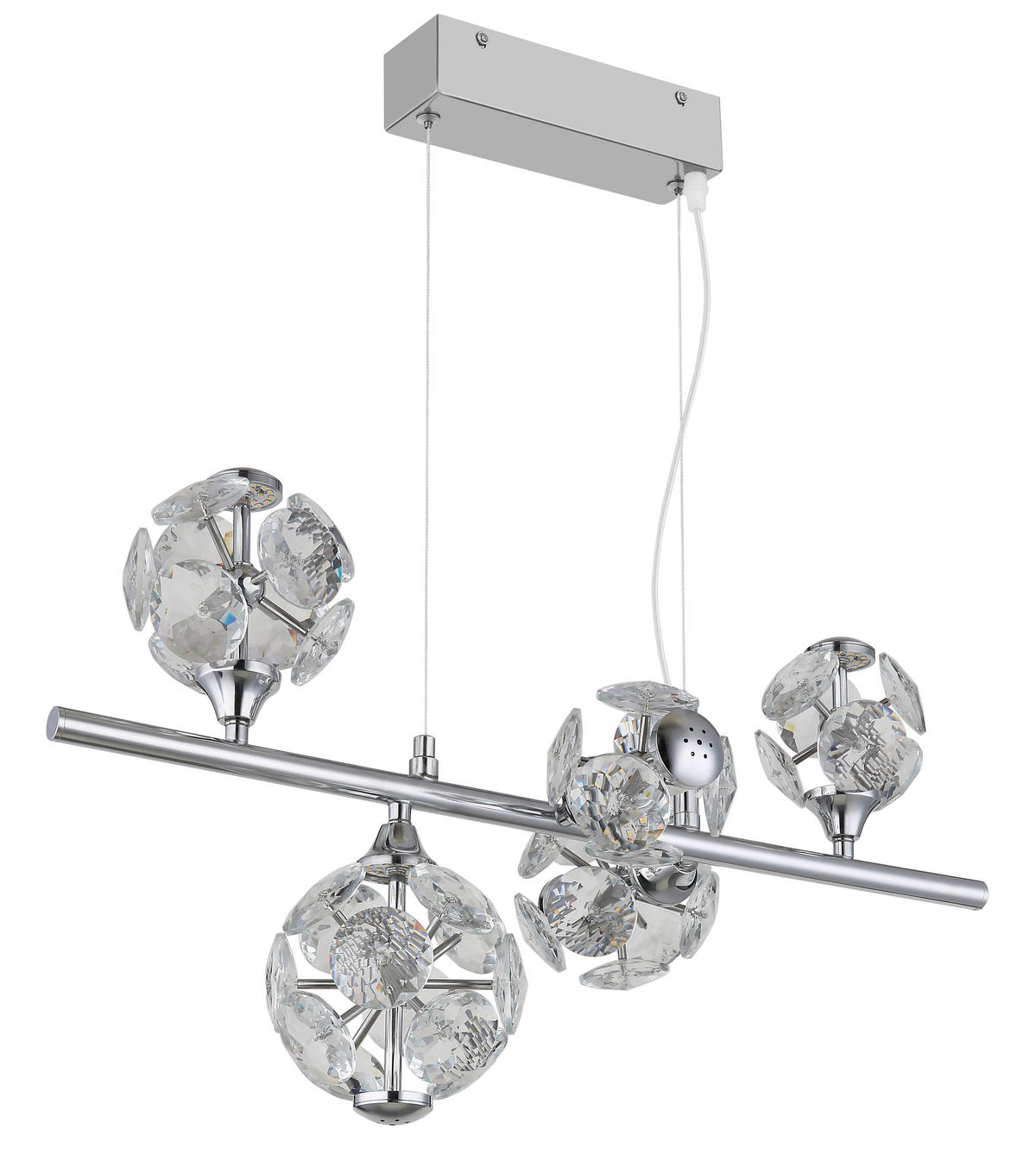 LED-HÄNGELEUCHTE VIRINA 50/30/120 cm   - Klar/Chromfarben, KONVENTIONELL, Glas/Metall (50/30/120cm) - Globo