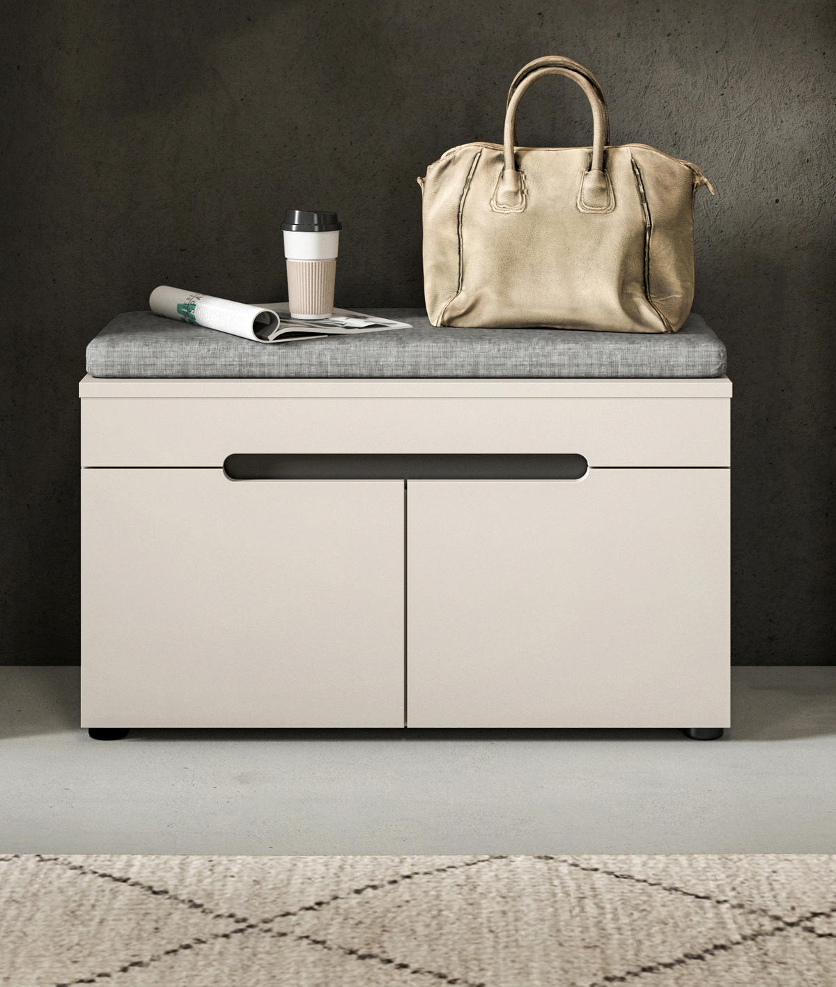 GARDEROBENBANK  in 80/45/37 cm  - Kaschmir/Schwarz, Design, Holzwerkstoff/Kunststoff (80/45/37cm) - MID.YOU