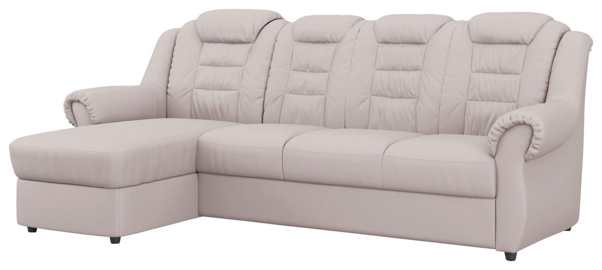 ECKSOFA in Lederlook Hellgrau  - Hellgrau/Schwarz, Konventionell, Kunststoff/Textil (165/262cm) - Livetastic