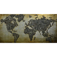 OBJEKTBILD Weltkarte Schwarz, Goldfarben 150/70 cm  - Goldfarben/Schwarz, LIFESTYLE, Holz/Textil (150/70cm) - Monee