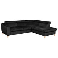 ECKSOFA in Webstoff Schwarz  - Buchefarben/Schwarz, Design, Holz/Textil (245/208cm) - Livetastic