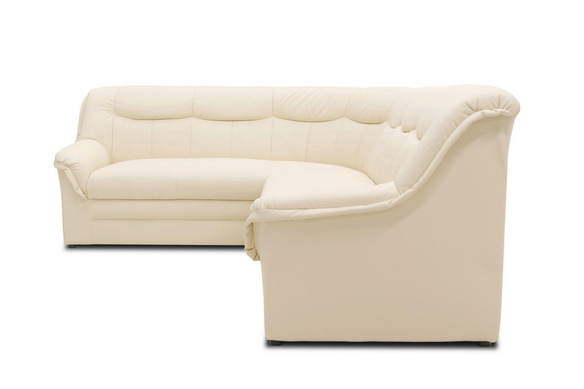 ECKSCHLAFSOFA  BERLIN FK Beige Lederlook  - Beige/Schwarz, KONVENTIONELL, Kunststoff/Textil (205/250cm) - MID.YOU