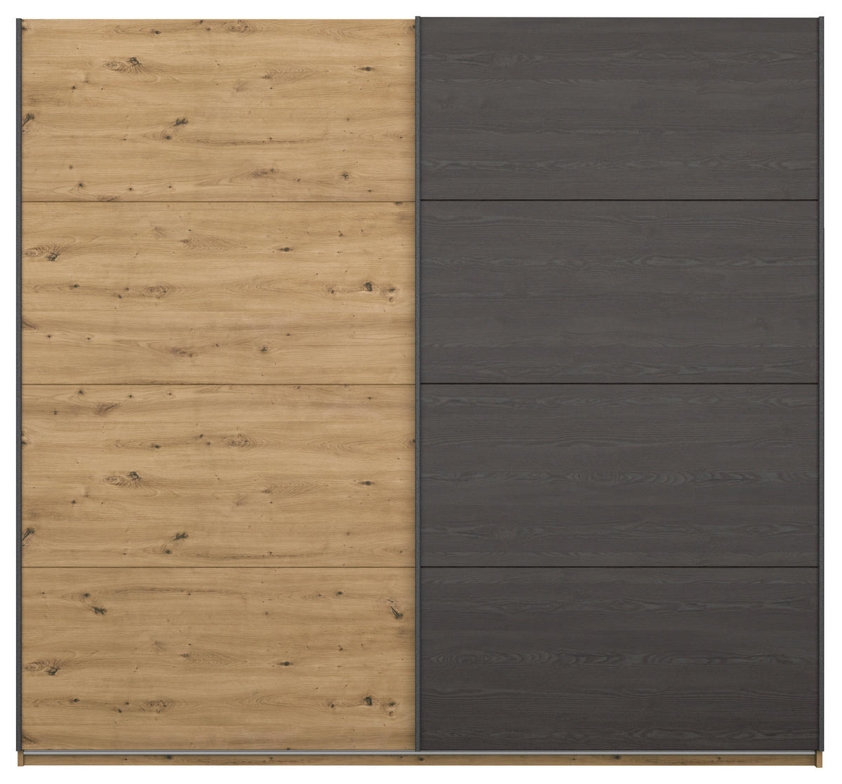 SCHWEBETÜRENSCHRANK 226/210/62 cm 2-türig Eiche Artisan, Schwarz  - Schwarz/Eiche Artisan, MODERN, Holzwerkstoff/Metall (226/210/62cm) - Rauch Möbel