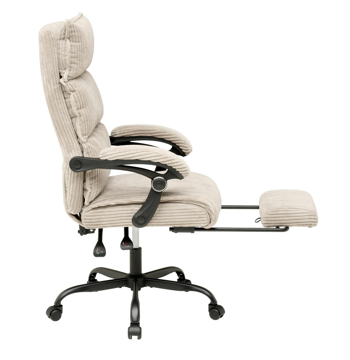 DREHSTUHL  in Cord Beige  - Beige/Schwarz, MODERN, Holz/Kunststoff (65/116/124/65cm) - MID.YOU