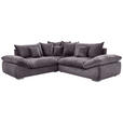 ECKSOFA Dunkelgrau Velours  - Chromfarben/Dunkelgrau, KONVENTIONELL, Kunststoff/Textil (247/247cm) - Carryhome