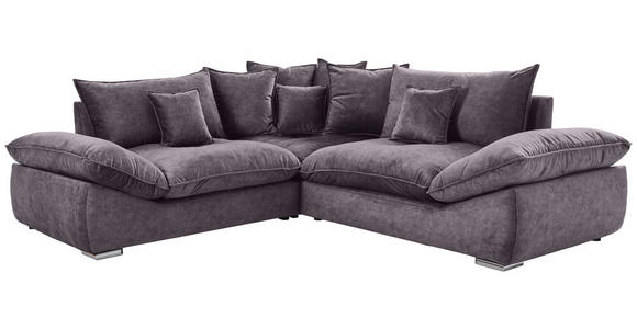 ECKSOFA Dunkelgrau Velours  - Chromfarben/Dunkelgrau, KONVENTIONELL, Kunststoff/Textil (247/247cm) - Carryhome