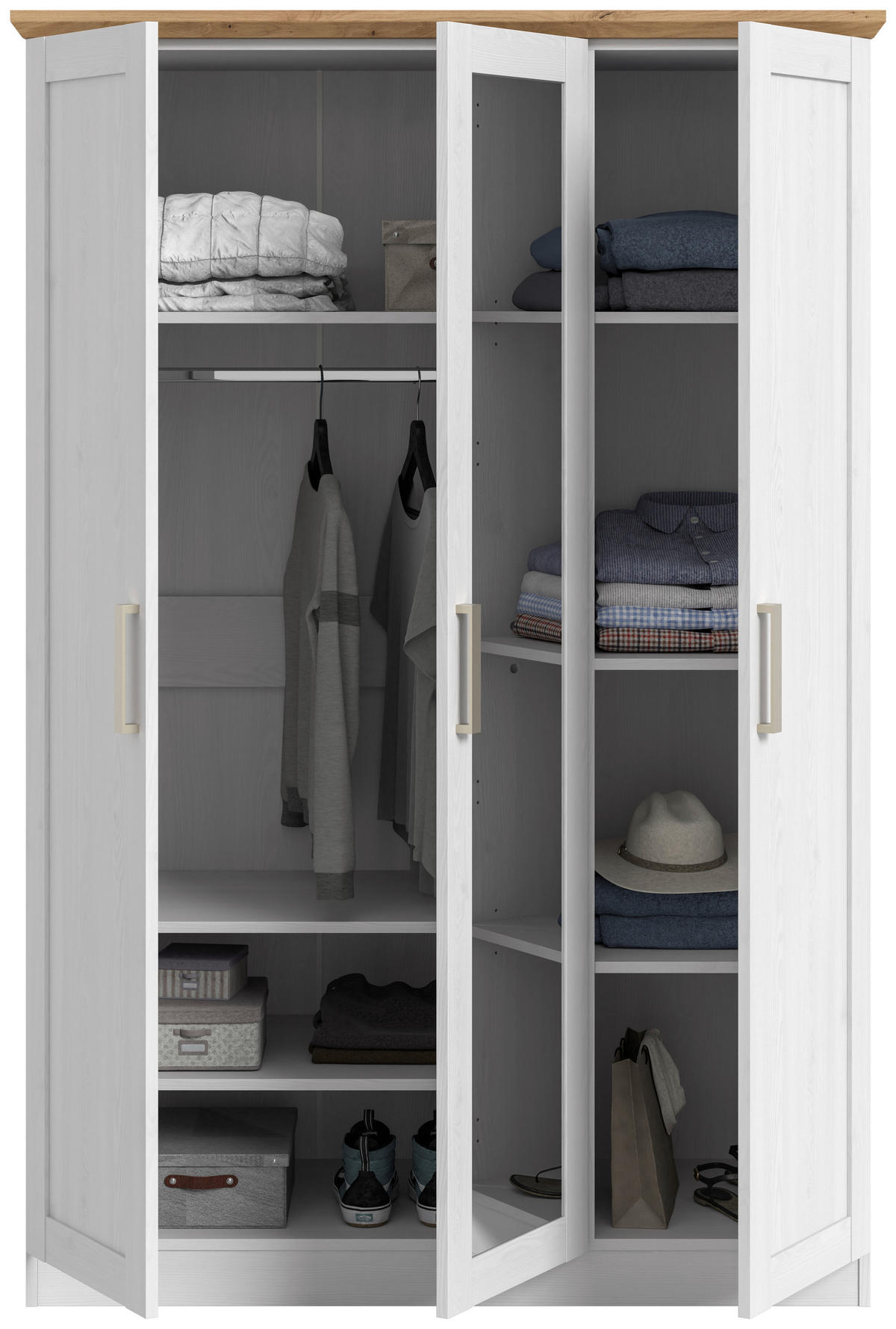 SKRIŇA S OTOČNÝMI DVERAMI, 124/185/54 cm - šampanská, Modern, kompozitné drevo/plast (124/185/54cm) - MID.YOU