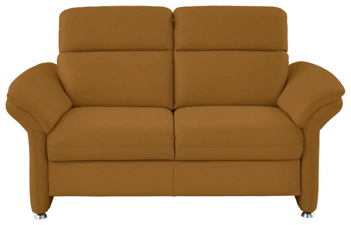 2-SITZER-SOFA in Echtleder Gelb  - Gelb/Alufarben, Konventionell, Leder/Metall (170/96/92cm) - Beldomo Premium