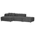 ECKSOFA Dunkelgrau Cord Zierkissen, Rücken echt  - Dunkelgrau/Schwarz, KONVENTIONELL, Kunststoff/Textil (162/313cm) - Carryhome