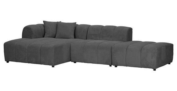 ECKSOFA Dunkelgrau Cord Zierkissen, Rücken echt  - Dunkelgrau/Schwarz, KONVENTIONELL, Kunststoff/Textil (162/313cm) - Carryhome