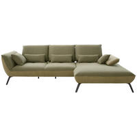 ECKSOFA in Flachgewebe Olivgrün  - Schwarz/Olivgrün, Design, Textil/Metall (301/191cm) - Moderano