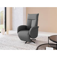 RELAXSESSEL GLENDALE E Flachgewebe Kopfteilverstellung, Rücken echt    - Dunkelgrau/Schwarz, KONVENTIONELL, Textil/Metall (75/112/82cm) - Sit & More