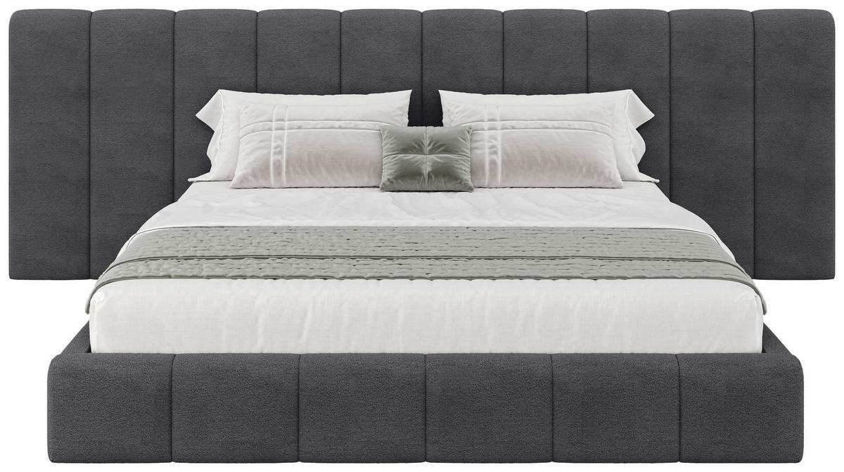 POLSTERBETT 180/200 cm  Anthrazit  - Anthrazit/Schwarz, Design, Holz/Kunststoff (180/200cm) - Carryhome