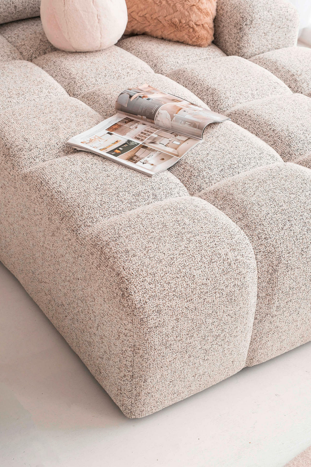 WOHNLANDSCHAFT in Taupe  - Taupe/Schwarz, Design, Kunststoff/Textil (184/333/213cm) - MID.YOU