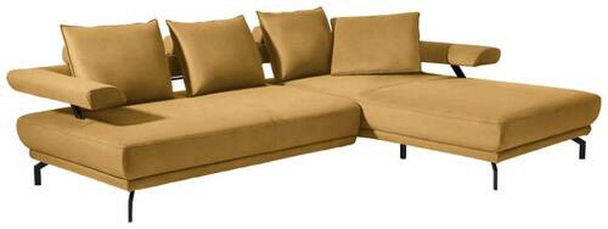 ECKSOFA in Mikrofaser Gelb  - Gelb/Schwarz, Design, Textil/Metall (305/224cm) - Dieter Knoll
