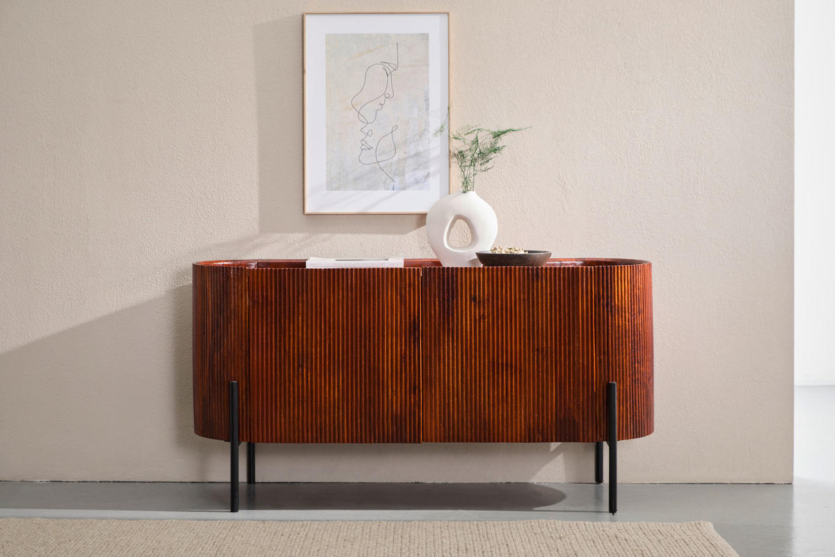 SIDEBOARD  150/75/45 cm  - Schwarz/Braun, Design, Holz/Metall (150/75/45cm) - Livetastic