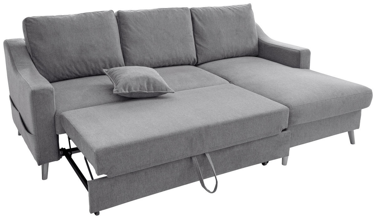 ECKSOFA in Chenille Dunkelgrau  - Dunkelgrau/Naturfarben, MODERN, Holz/Textil (228/150cm) - Livetastic
