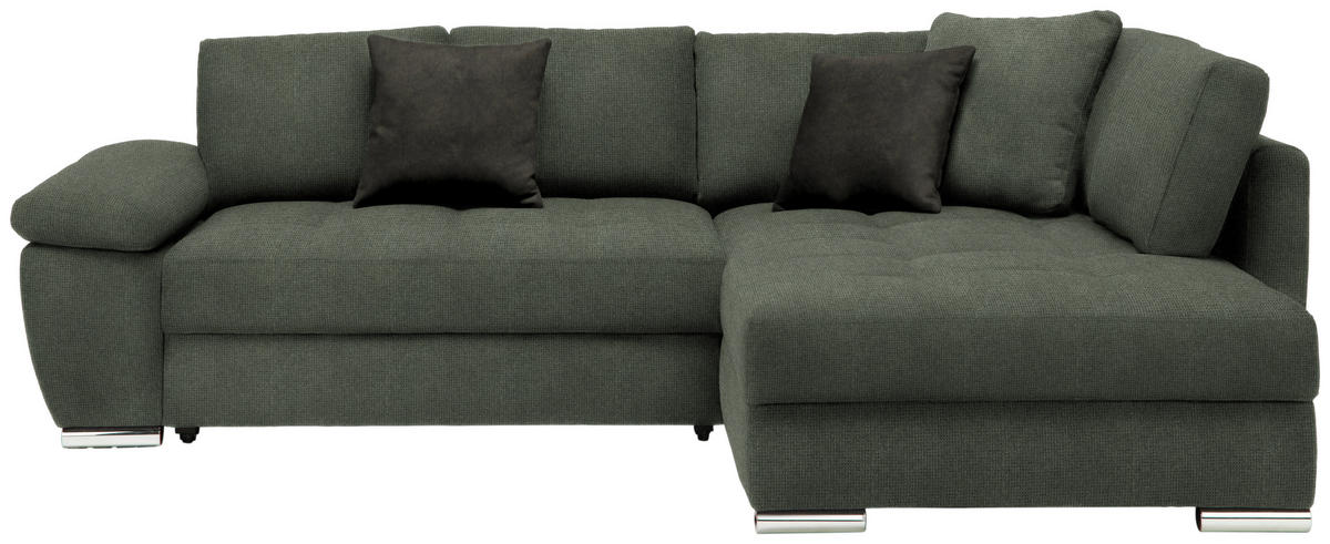 ECKSOFA in Webstoff Dunkelgrün  276/212 cm  - Chromfarben/Dunkelgrün, Design, Kunststoff/Textil (276/212cm) - Carryhome