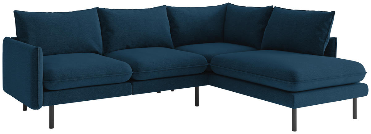 ECKSOFA Samos Blau Flachgewebe  - Blau/Schwarz, Design, Textil (267/204cm) - Livetastic