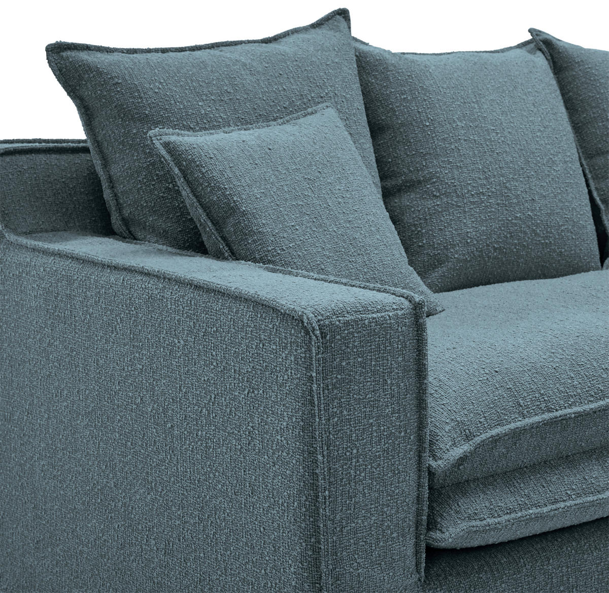 HUSSEN-3-SITZER-SOFA Bouclé Blau  - Blau/Schwarz, Trend, Kunststoff/Textil (227/92/105cm) - Livetastic