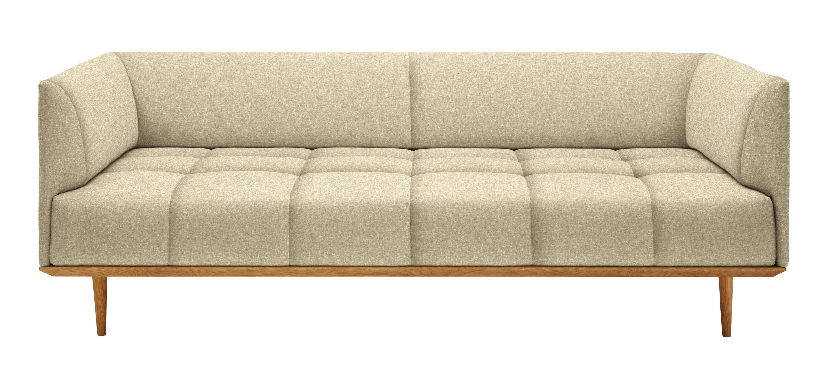 BIGSOFA Flachgewebe Hellbraun  - Hellbraun, MODERN, Holz/Textil (220/77/120cm) - Joka