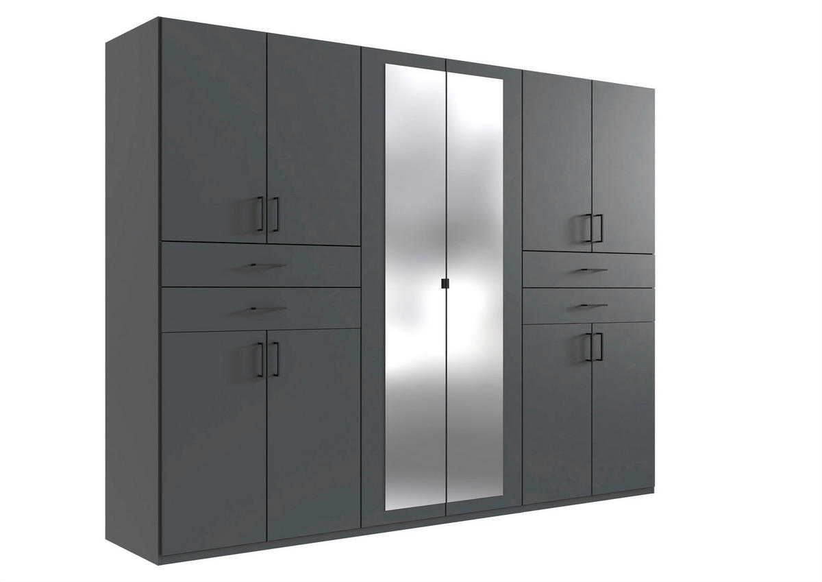 ORMAR ZA ODJEĆU     - boje grafita/crna, Moderno, staklo/drvni materijal (270/208/58cm) - Hom`in