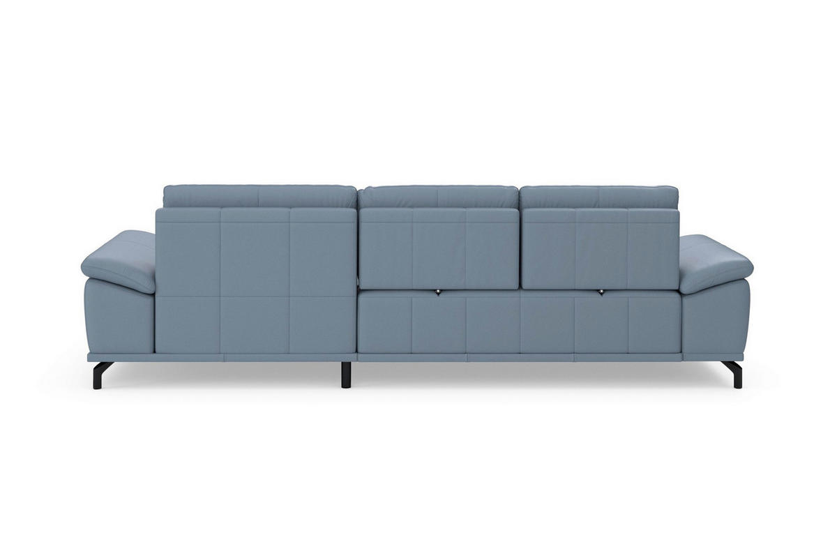 ROHOVÁ SEDAČKA, koža, sivomodrá - čierna/sivomodrá, Basics, kov/koža (301/176cm) - Sit & More