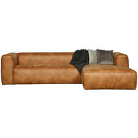 ECKSOFA Bean Cognac Kombination Echtleder/Stoff Lederlook  - Cognac/Schwarz, Design, Leder/Kunststoff (305/175cm) - Livetastic