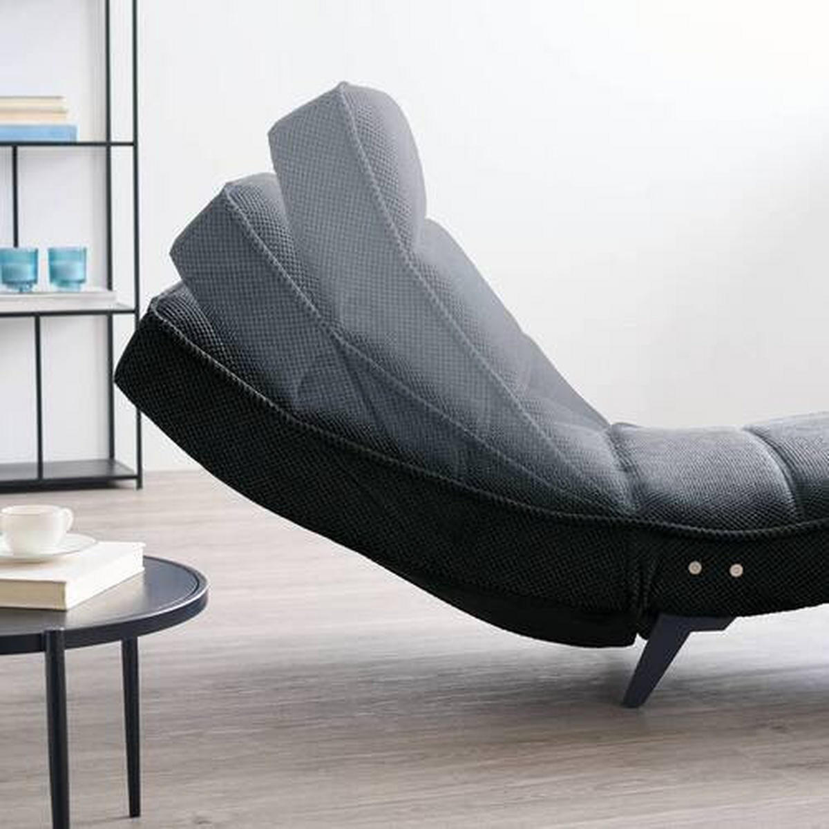 RELAXLIEGE in Webstoff Schwarz  - Schwarz, Design, Textil/Metall (78/83/168cm) - Welnova