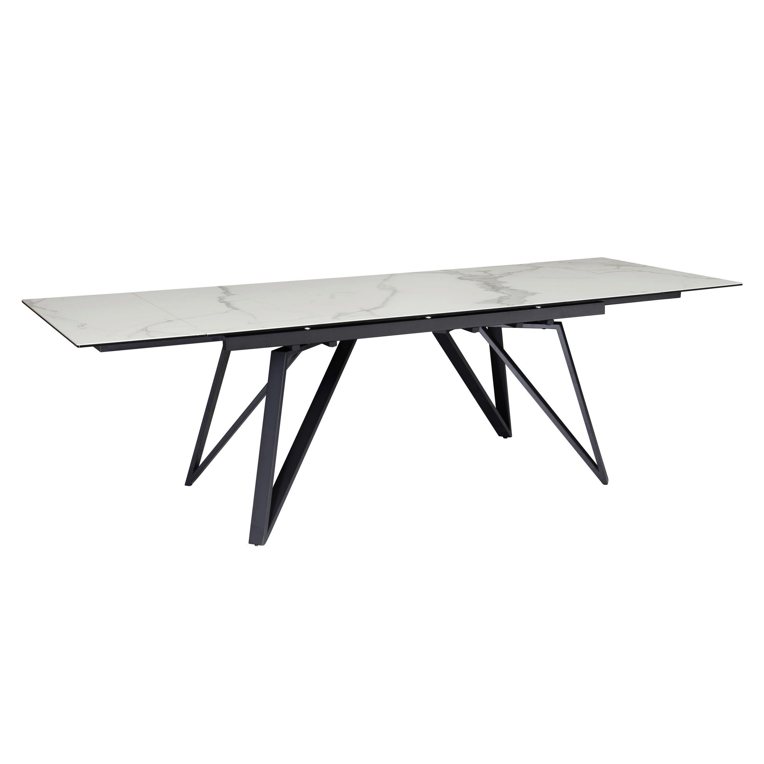 ESSTISCH Weiß rechteckig  ausziehbar  - Schwarz/Weiß, Design, Keramik/Metall (180/95/76cm) - MID.YOU