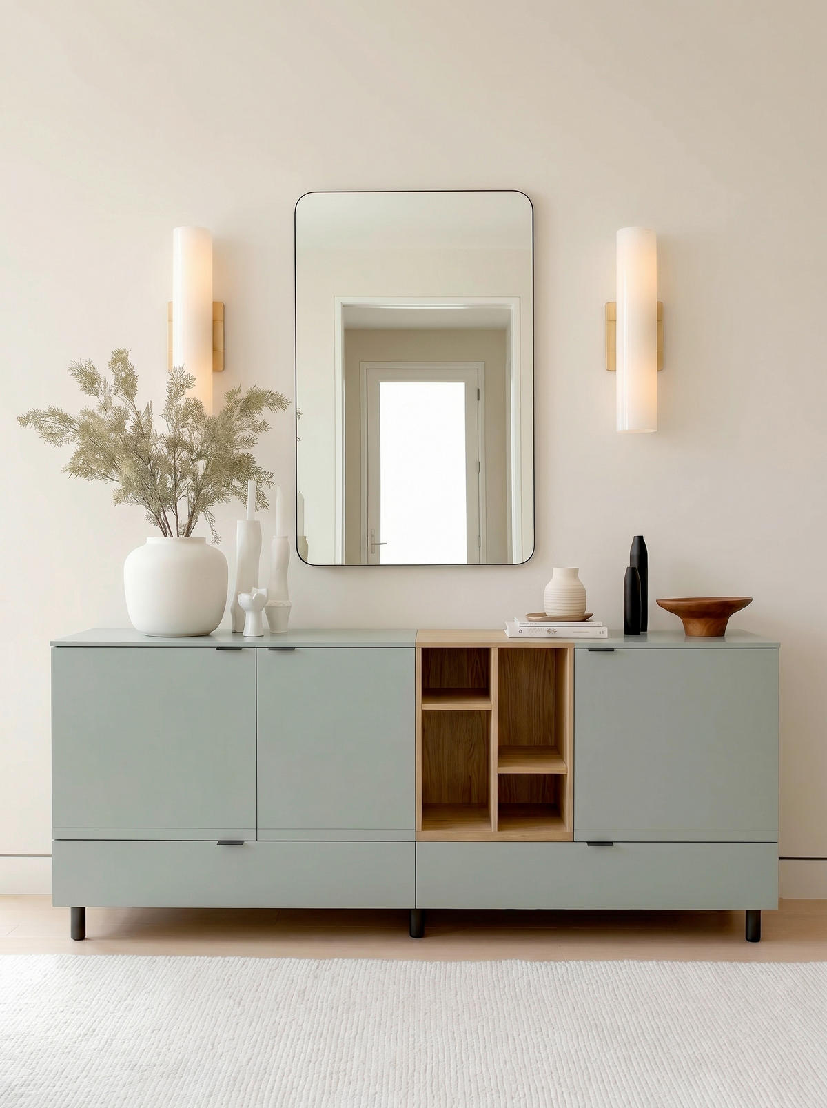 SIDEBOARD Eichefarben, Salbeigrün  210,4/89,4/42 cm  - Eichefarben/Salbeigrün, Modern, Holzwerkstoff/Metall (210,4/89,4/42cm) - Carryhome