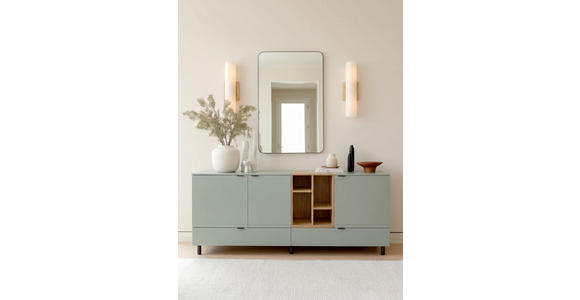 SIDEBOARD  210,4/89,4/42 cm 2 Schublade(n)  - Eichefarben/Salbeigrün, MODERN, Holzwerkstoff/Metall (210,4/89,4/42cm) - Carryhome