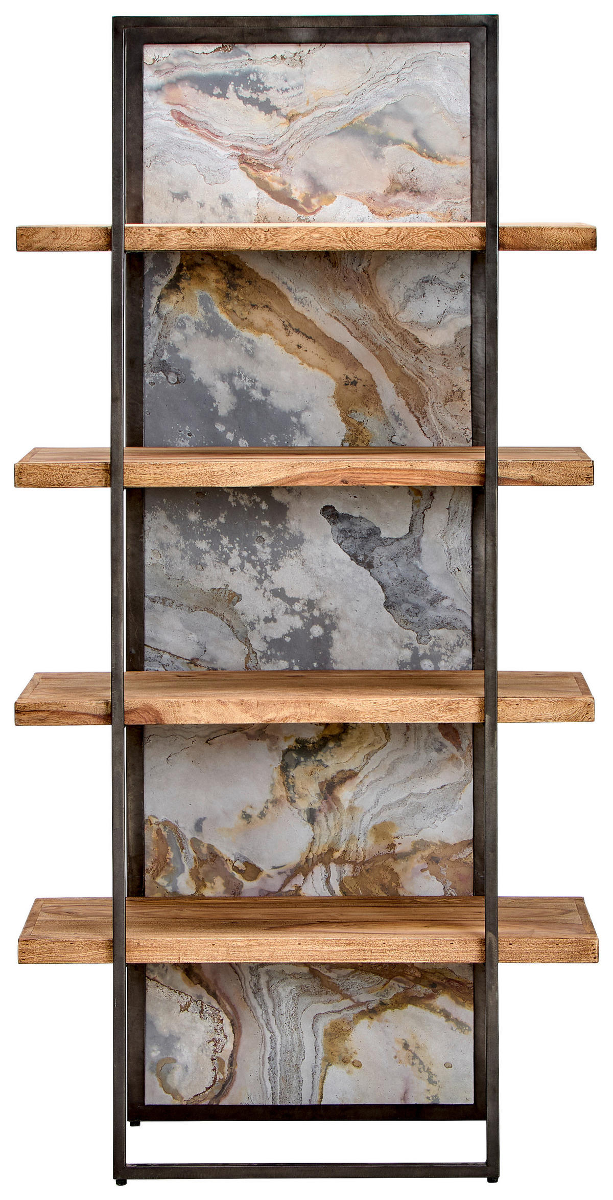 REGAL Sheesham Hartholz Grau, Sheeshamfarben  - Sheeshamfarben/Grau, KONVENTIONELL, Holz/Stein (90/180/40cm) - Livetastic