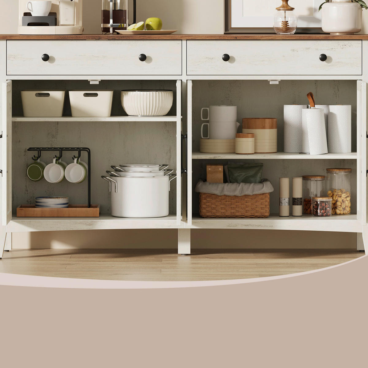 SIDEBOARD  140/80/40 cm 2 Schublade(n)  - Dunkelbraun/Schwarz, Trend, Holzwerkstoff/Metall (140/80/40cm) - Boxxx