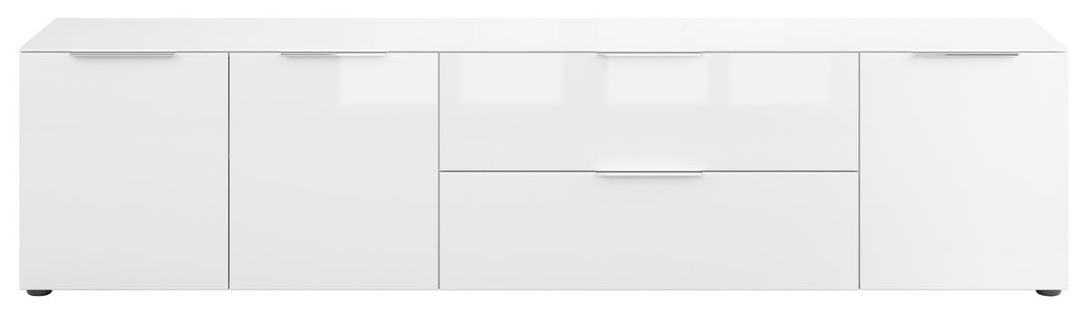 LOWBOARD Style  in 225/53,9/40 cm  - Chromfarben/Weiß Hochglanz, Basics, Glas/Holzwerkstoff (225/53,9/40cm)