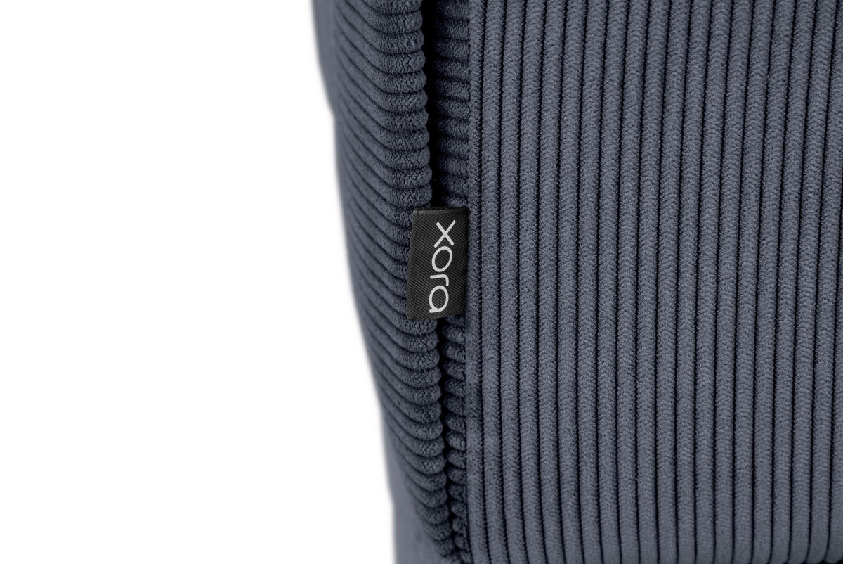 ECKSOFA in Cord Graublau  - Graublau/Schwarz, Design, Textil/Metall (262/183cm) - MID.YOU