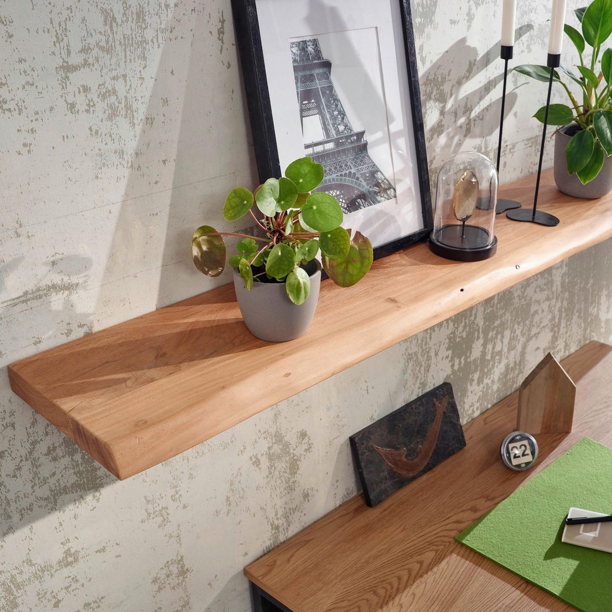 WANDREGAL 140/4/26 cm  - Akaziefarben, Modern, Holz (140/4/26cm) - MID.YOU