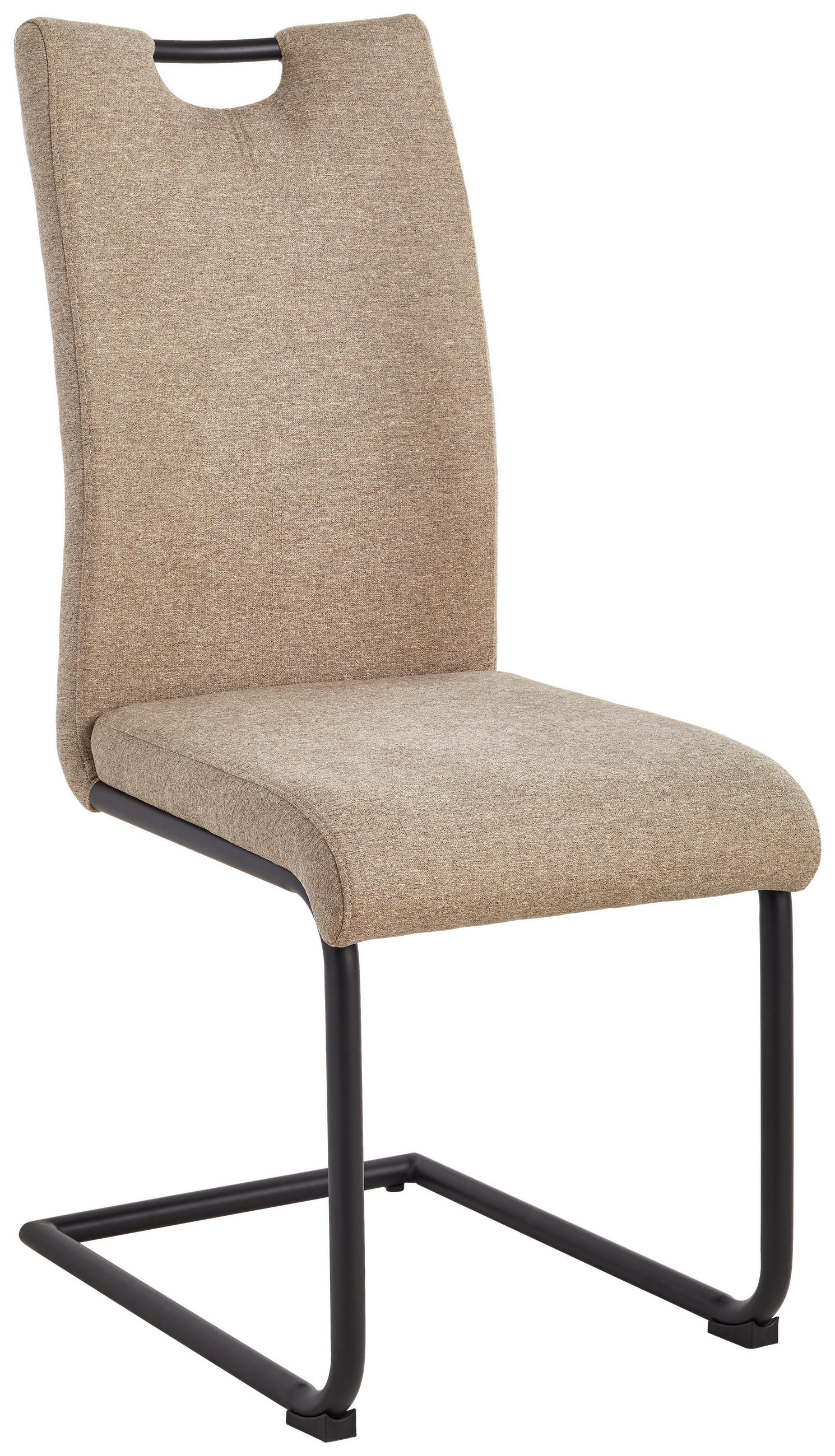 SCHWINGSTUHL  in Eisen Webstoff  - Taupe/Schwarz, Basics, Holz/Textil (43/102/58cm) - MID.YOU