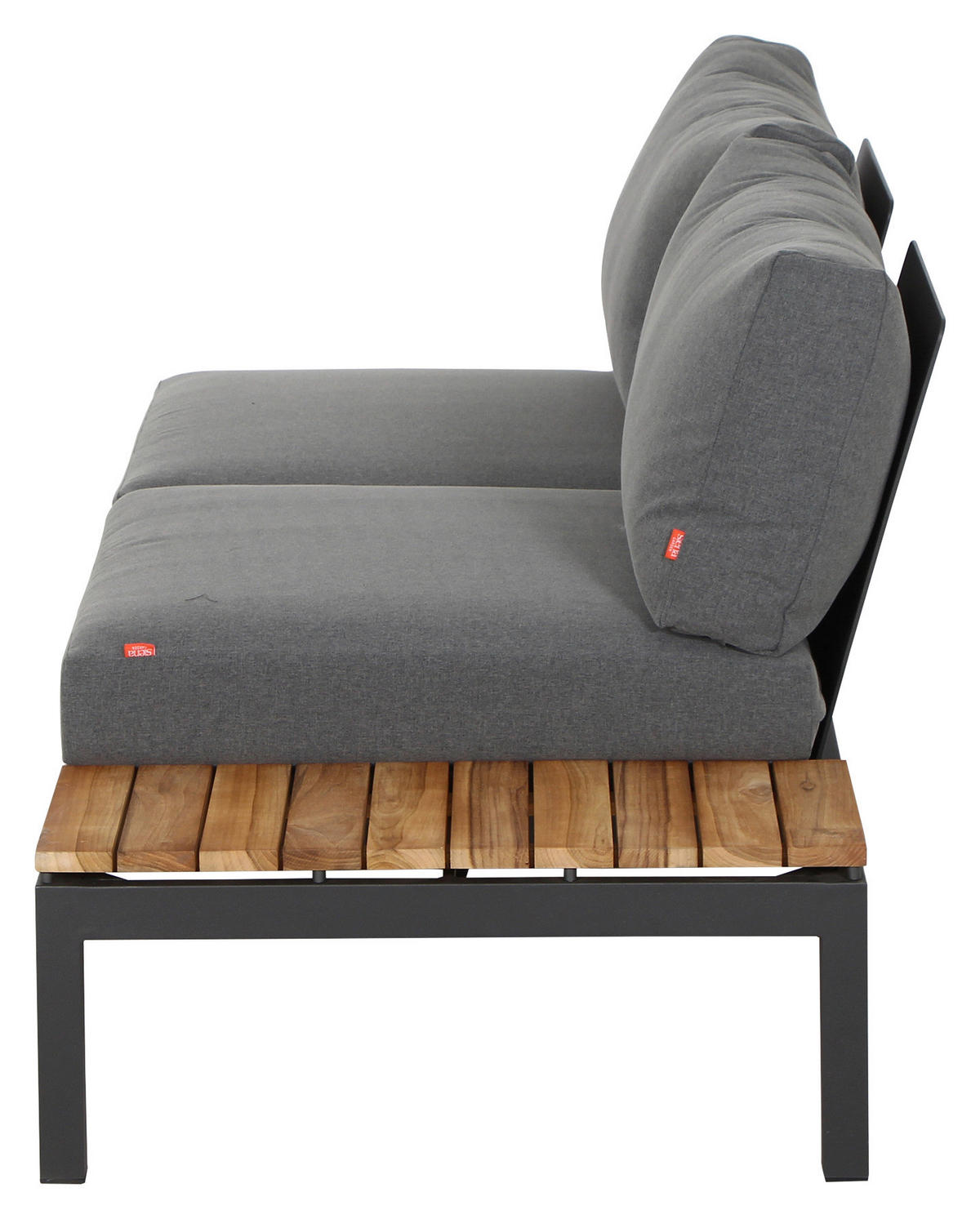 LOUNGESOFA 175/70/84 cm Teakholz Aluminium  - Anthrazit/Grau, MODERN, Holz/Textil (175/70/84cm) - Siena Garden