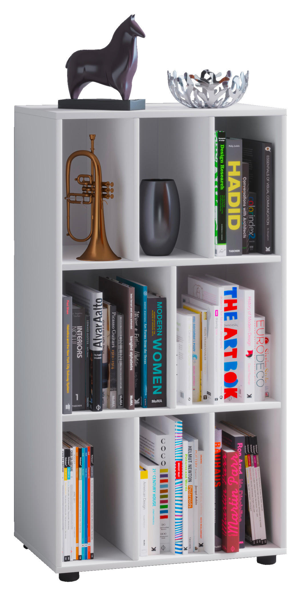Etajeră Pentru Documente 60/114/40 cm  - alb/negru, Modern, plastic/material pe bază de lemn (60/114/40cm) - MID.YOU