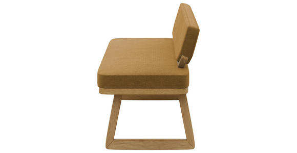 SITZBANK 190/80/52 cm Flachgewebe Schwarz, Currygelb Eiche massiv  - Currygelb/Schwarz, Basics, Holz/Textil (190/80/52cm) - Carryhome