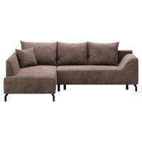 ECKSCHLAFSOFA in Cord Braun  - Schwarz/Braun, Design, Textil/Metall (167/273cm) - MID.YOU