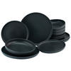 TAFELSERVICE Schwarz 12-teilig Uno  - Schwarz, Design, Keramik (36,5/36,5/34,5cm) - Creatable