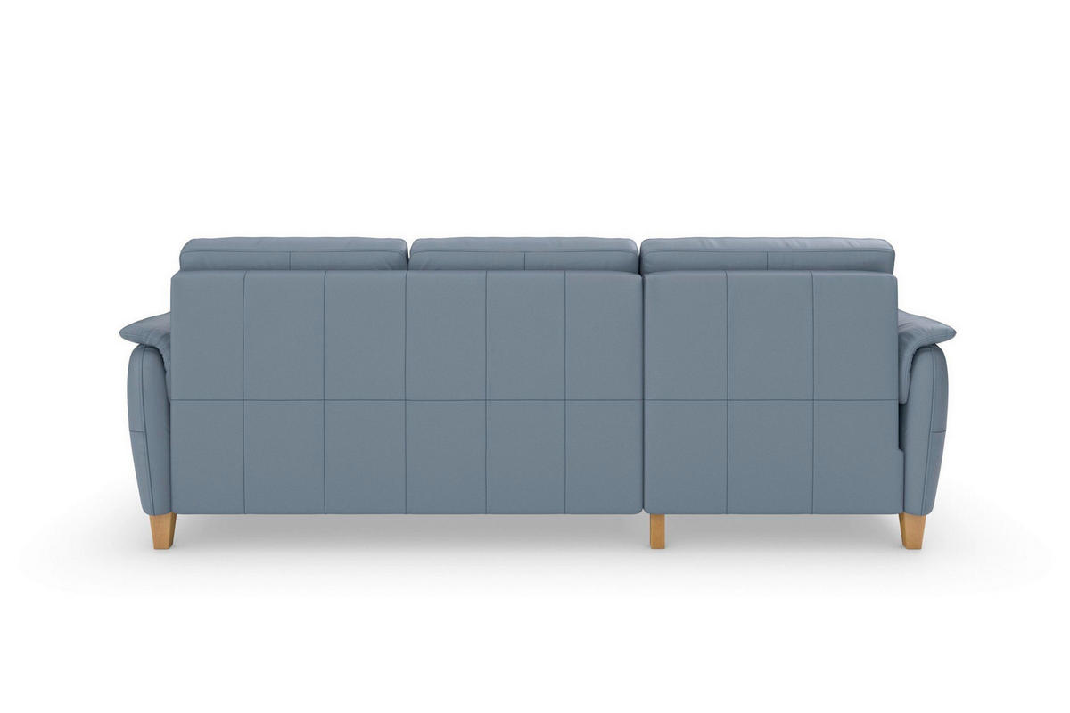 ECKSOFA PALMERA E Graublau Echtleder  - Graublau/Eichefarben, Basics, Leder/Holz (163/244cm) - Sit & More