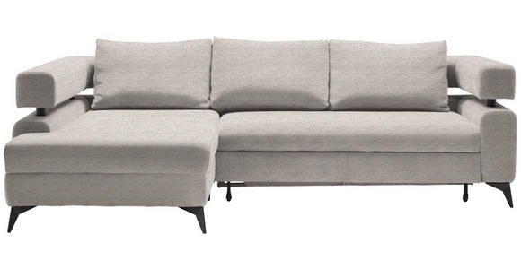 ECKSOFA in Chenille Beige - Beige/Schwarz, KONVENTIONELL, Textil/Metall (184/265cm) - Hom`in